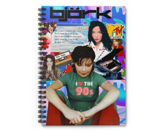 Caderno espiral retrô da Björk dos anos 90: ícone da música pop