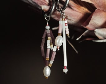 Earrings rings, bead earrings, asymmetrical earrings, dangle and drop bead earrings, earrings with pearls