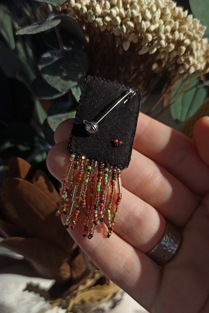 Flower brooch, Embroidered flower brooch, Botanical embroidery brooch, Flower embroidery jewelry image 3