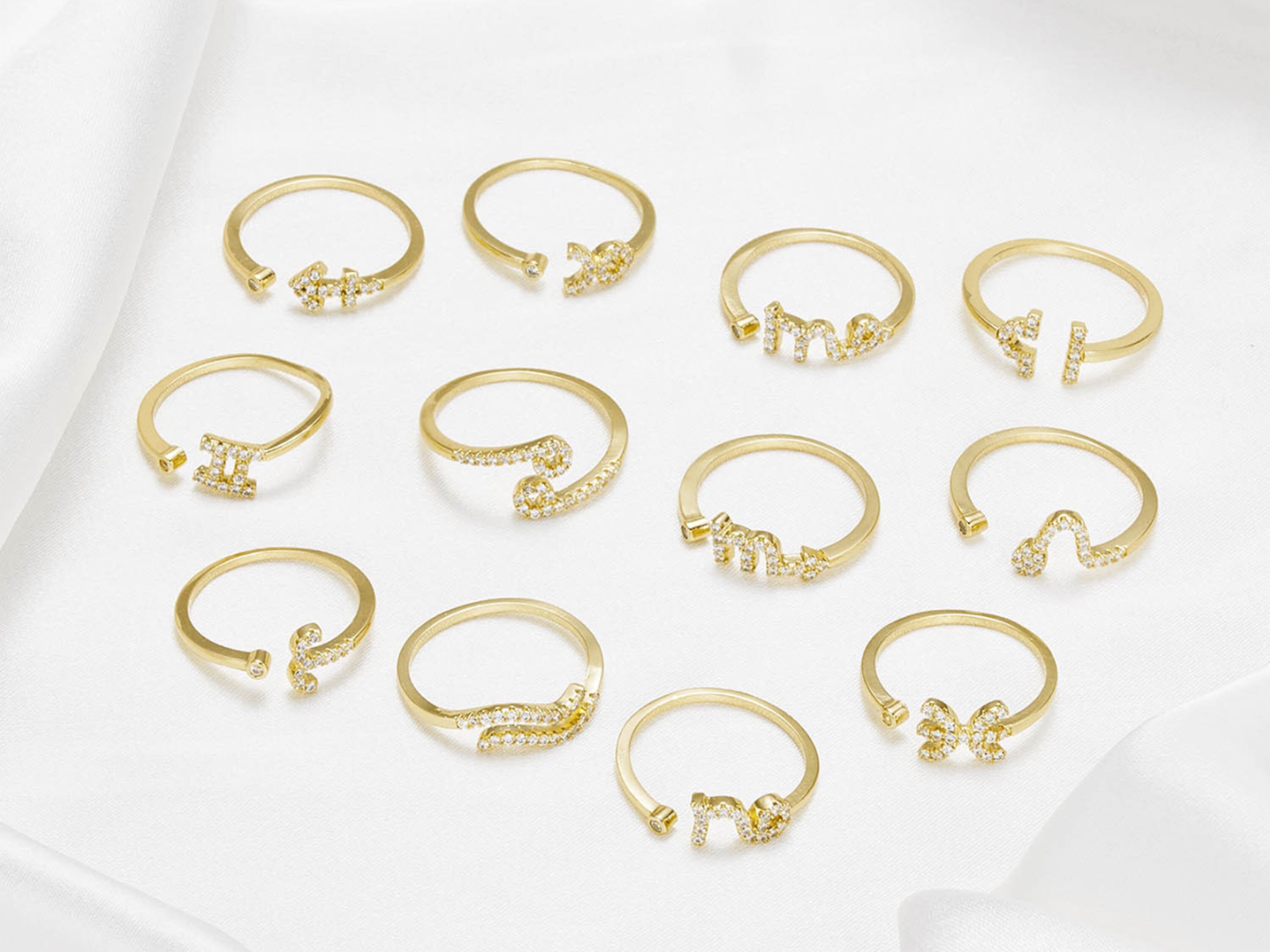 12 Constellation Rings Gold Ring Crystal Zodiac Star Signs - Etsy UK