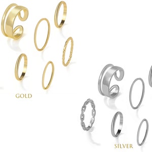 7 Pcs Gold Midi Ring Set, Gold Knuckle Rings Set for Women Girls, Gold ...