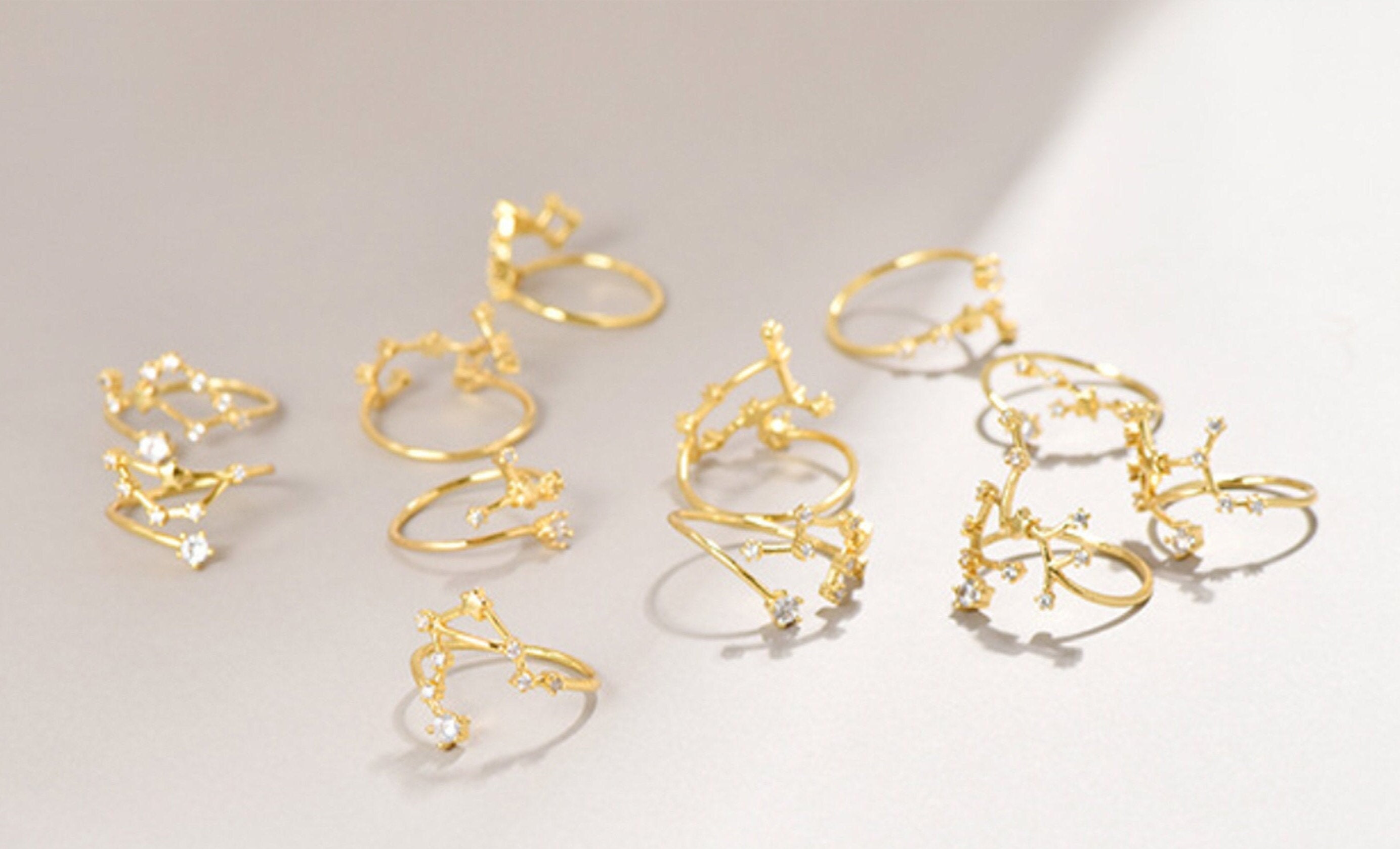 Zodiac Constellation Ring, Star Sign Rings, 12 Constellation Ring, As…