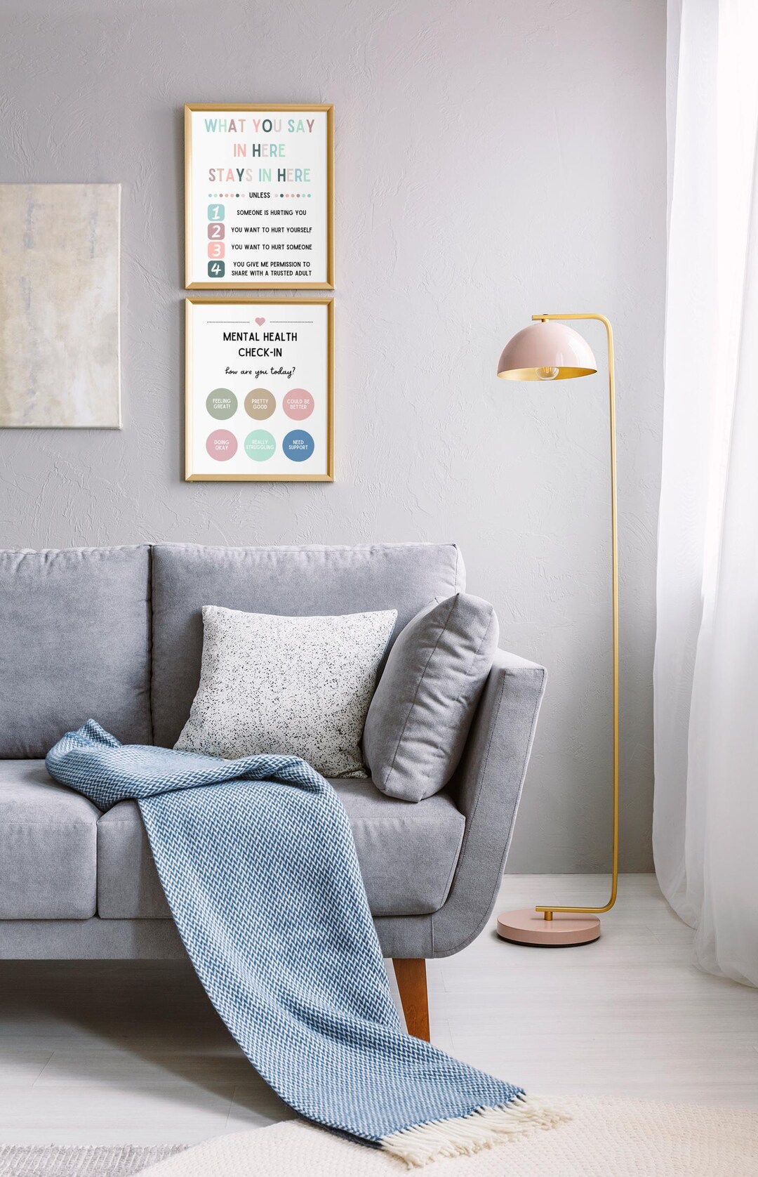 Therapist Office Wall Art Bundle: Boho Mental Health Decor (digital ...