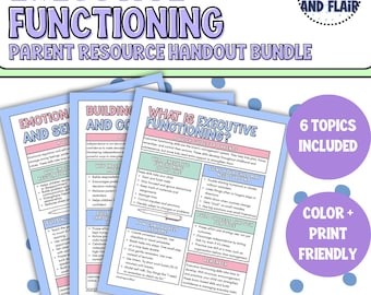 Executive Functioning Parent Handouts | Focus, Organization, Motivation, Emotional Regulation