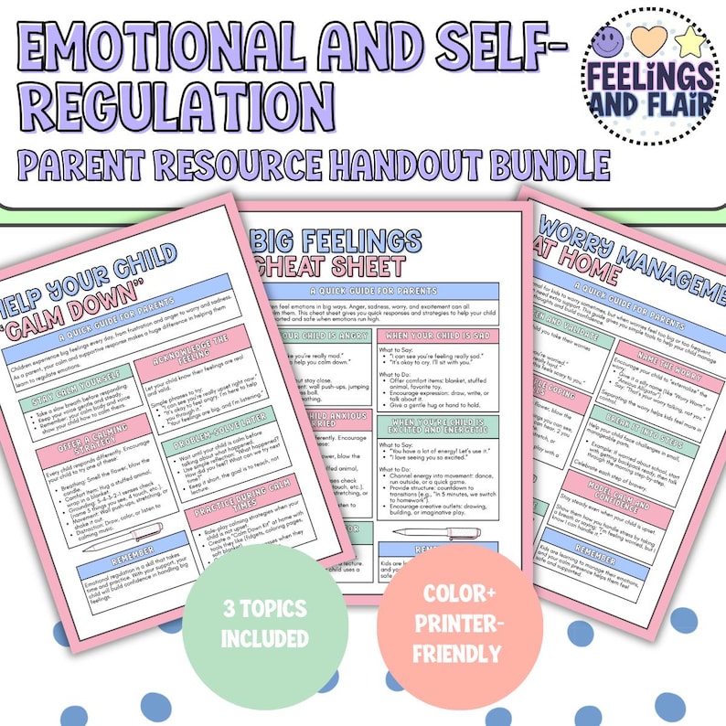 Emotion Priming Handout.pdf Printable Parent Handouts: Calm Down, Big Feelings, Worry (PDF) - Etsy