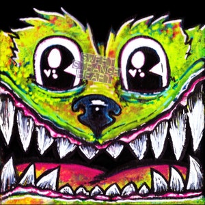 Smiley Dog square monster art print