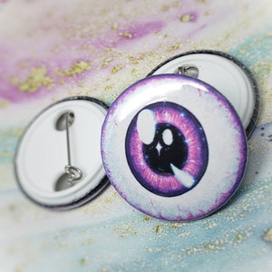 Pink Eyeball Pin-back button 1.5 inch