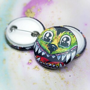 Smiley Dog Pin-back button 1.5 inch