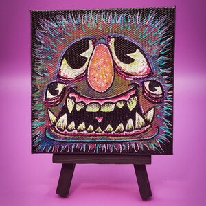 Gustavo Jack - Friend Shaped Monster 4&quot; mini acrylic canvas painting