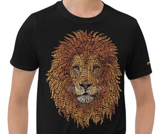 Lion Head Typography Design on Short-Sleeve Unisex T-Shirt