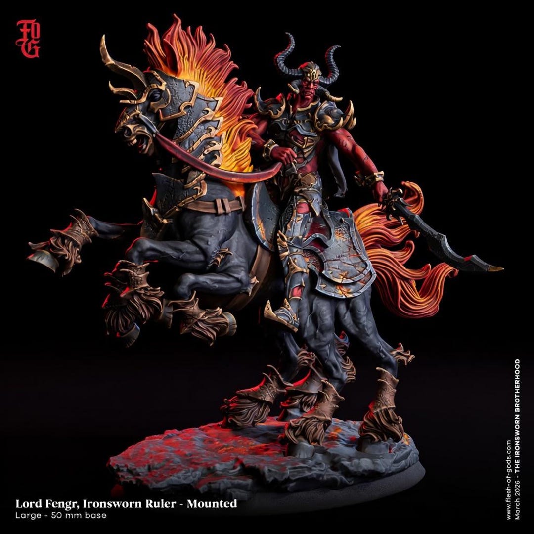 Ironsworn Ruler Mounted Miniature | D&D Demon Lord on Steed | Grimdark ...