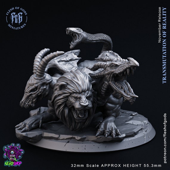 Chimera tabletop RPG Warhammer Age of Sigmar miniature for Dungeons & Dragons Chimera tabletop RPG Warhammer Age of Sigmar miniature for Dungeons & Dragons