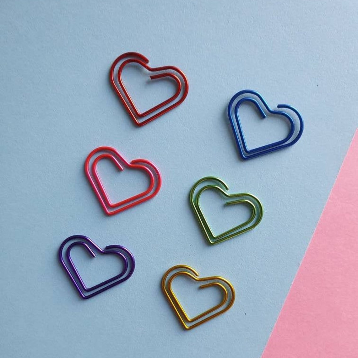 Pack of 6 Heart Shaped Paper Clips Novelty Paper Clips Etsy