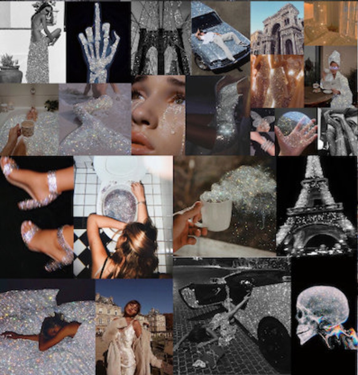 Glitter aesthetic wall collage kit digital download 60 pcs Etsy