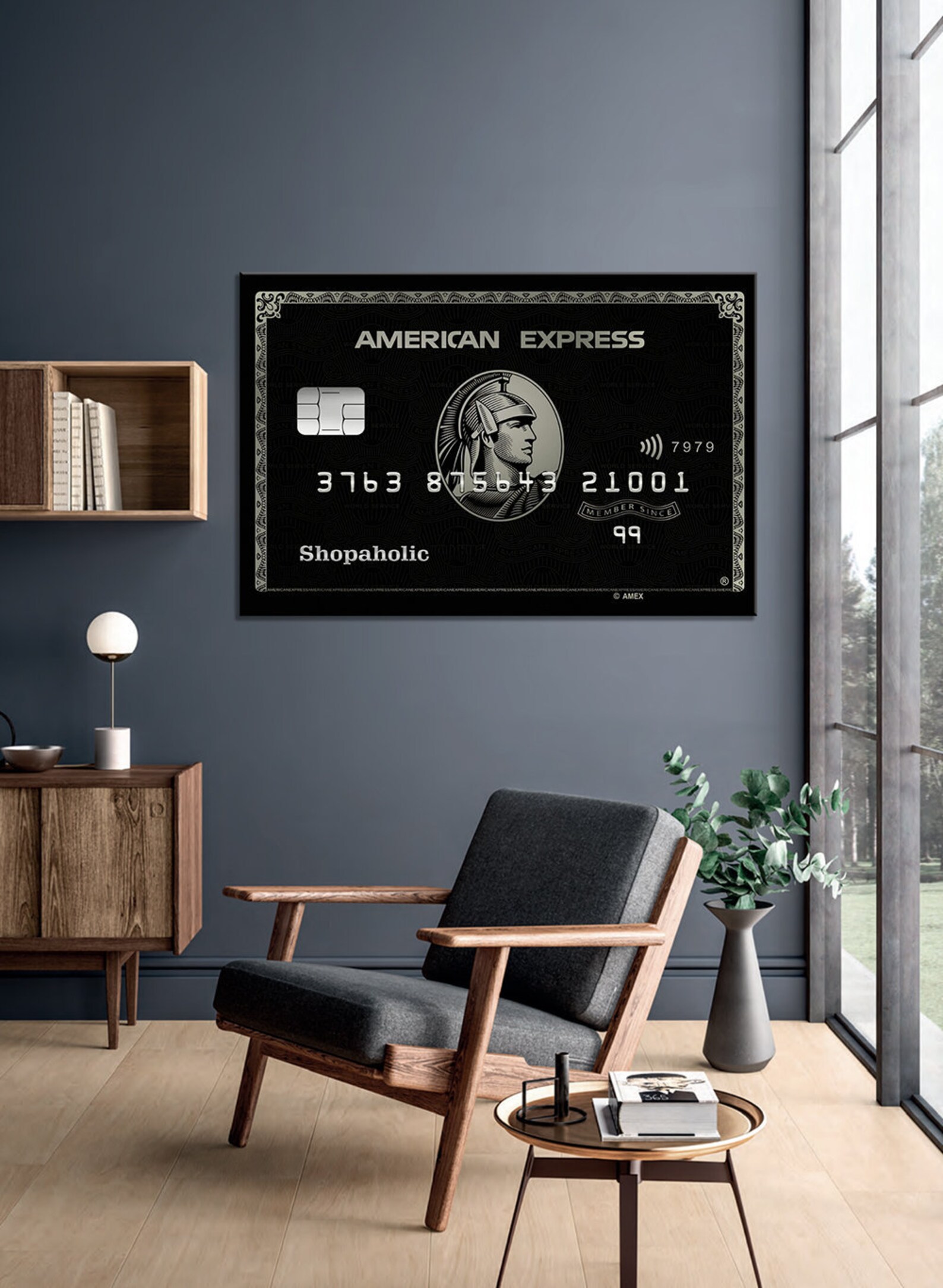 AMEX Black Card Shopaholic Art Framed Wall Canvas for Home Etsy