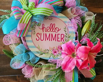 Summer Wreath | Hello Summer Front Door Wreath | Stargazer Wreath