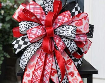 Large Valentine Bow | Handmade Bow | Wreath Bow | Lantern Bow | Valentine’s Decor