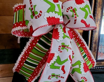 Christmas Bow | Christmas Green Monster Bow | Tree Bows | Wreath Bow