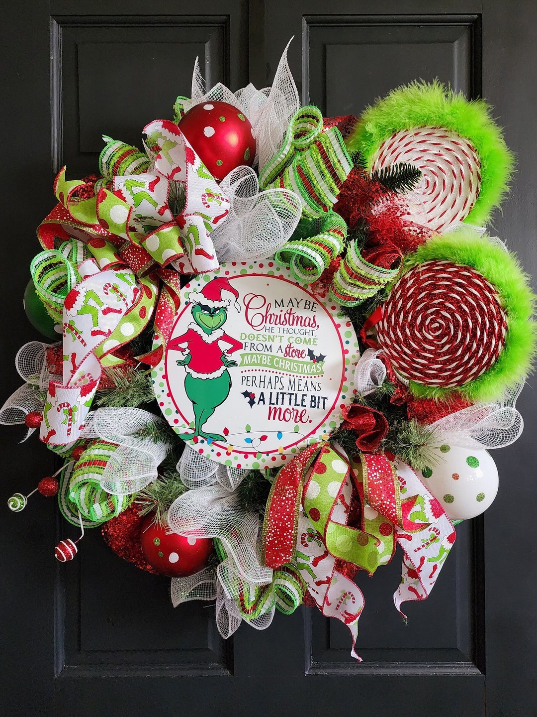 Christmas Whimsical Green Monster Wreath - Etsy