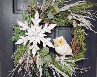 Winter Wreath For Front Door | Rustic Wreath | Country Wreath | Owl Wreath | Farmhouse Wreath