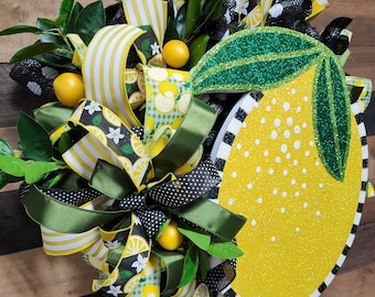 Lemon Wreath, Summer Wreath, Everyday Wreath, Handmade Wreath, Large Wreath, Summer Decor