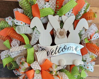 Spring Easter Welcome Wreath | Handmade Wreath For Front Door