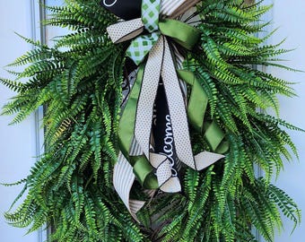 Bead Grass Every Day Greenery Wreath | Handmade Wreath | Front Door Wreath