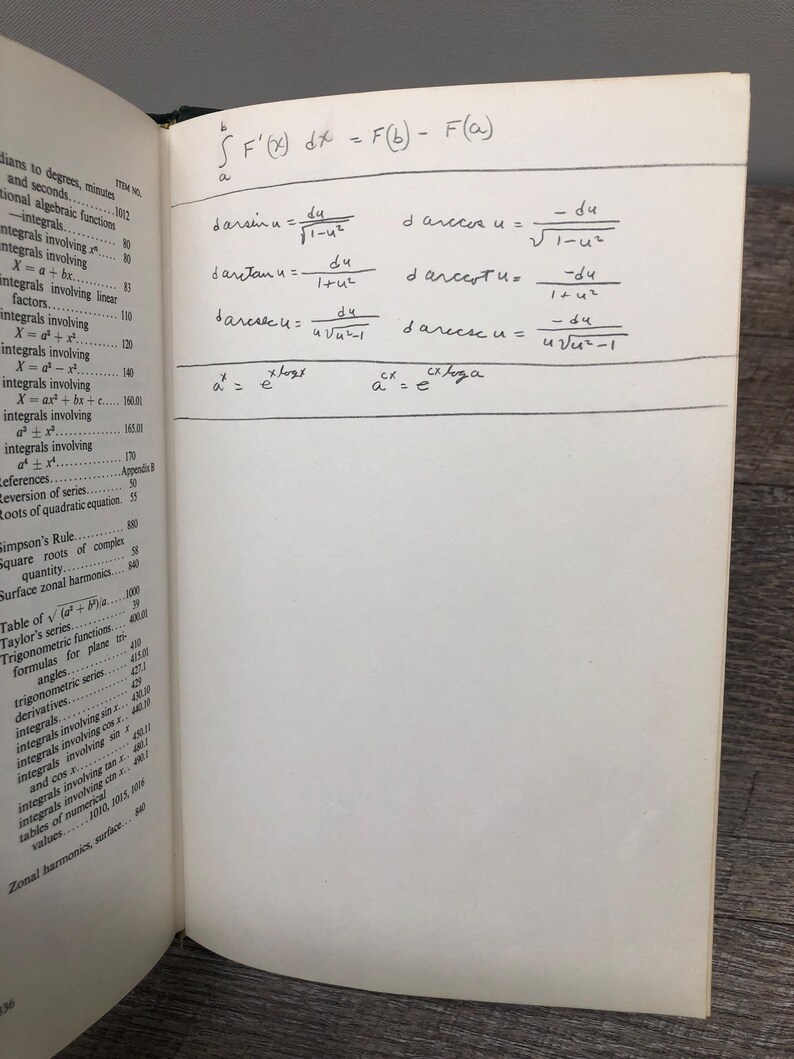 1961 Tables of Integrals and Other Mathematical Data; Vintage Algebra ...