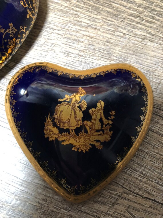 Vintage Limoges Footed Heart Shaped Trinket Box w… - image 6