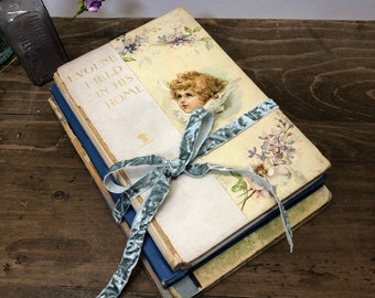 Vintage Decorative Book Bundle; Victorian Angel; The Merchant of Venice; Children's Poetry