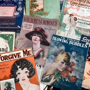 Vintage Sheet Music RANDOM Bundle of 10 Booklets; Musical Scores; Scrapbook; Junk Journal; Ephemera Supplies; Paper Crafting