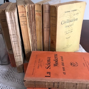 Vintage French Paperback Books;  Antique Books from Paris France; French Authors; French Provincial Decor; Old Pages