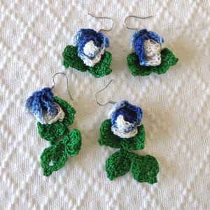 Handmade Crochet Rose Earrings Dangle Flower Boho Jewelry Renaissance Floral Earrings elf cosplay Jewlery Crcohet Rose Hook Earrings