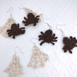Spider Web Earring Halloween Jewelry Gothic Thread Crochet Accessory Spooky Dangle Spider Design Handmade Arachnid Boho Style Creepy Costume
