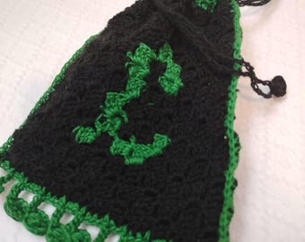 Medieval Style Drawstring Pouch Accent Letter Decorative Bobble Handmade Gaming Accessory Dice Holder Treasure
