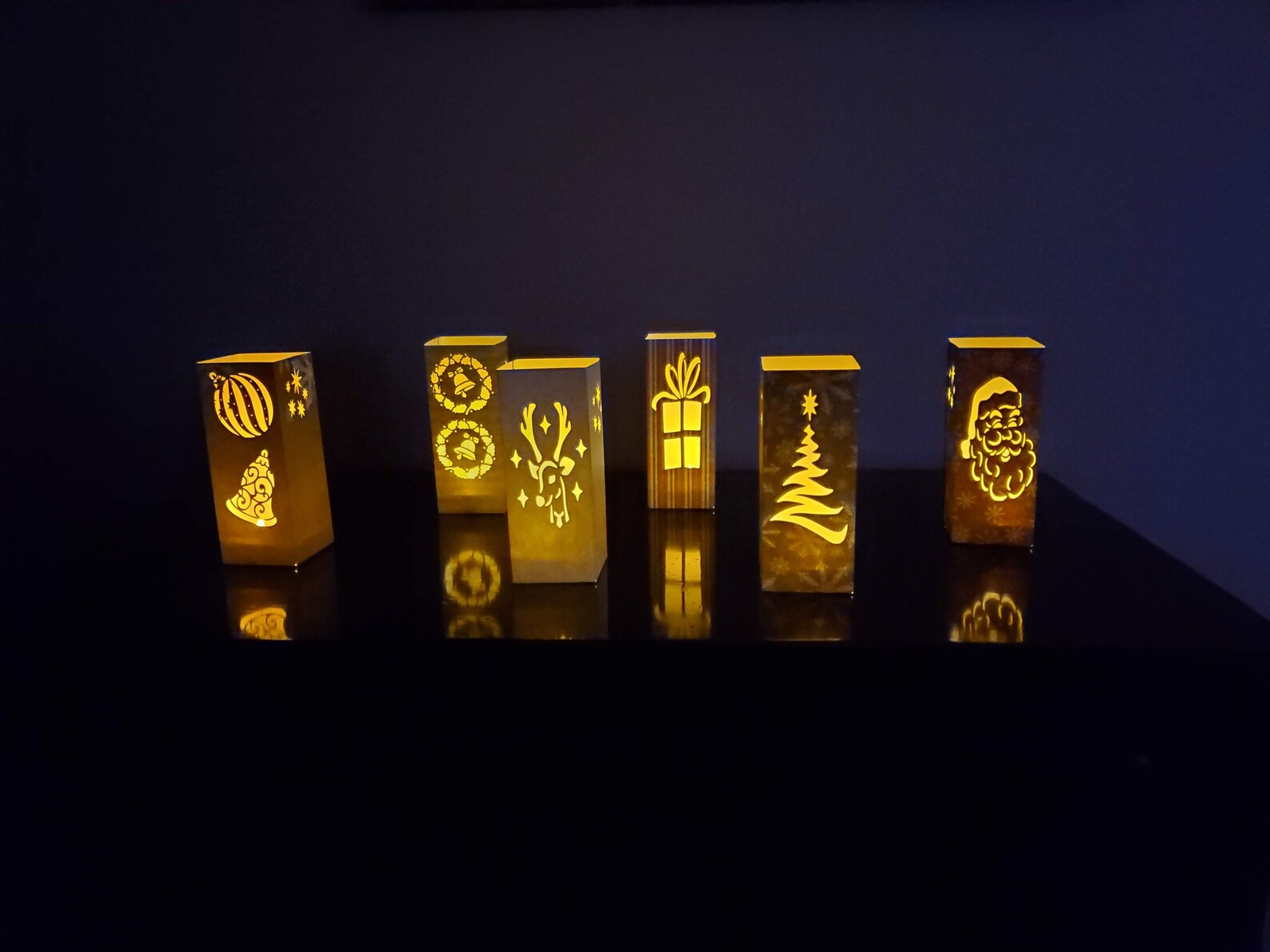 Set of 6 Christmas Cardstock Luminary Lanterns Etsy