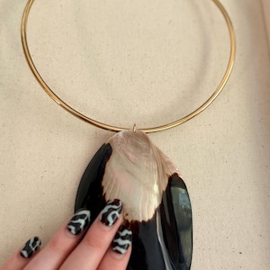 Brown Mother of Pearl Large Shell Collar Necklace: Fall Statement Choker Necklace Luxury Shell Necklace Mermaid Aesthetic Natural Beach image 6