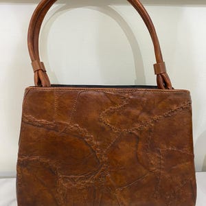 Vintage Patchwork Leather Purse  | Brown Leather Handstitched Bag
