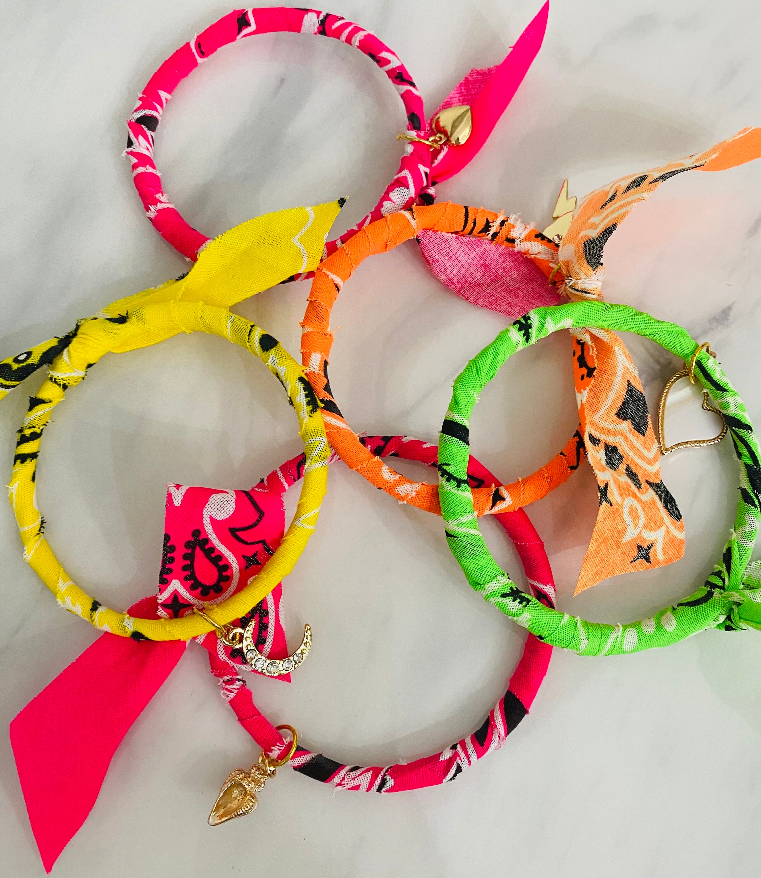 Neon Bandana Charm Bangle: Ibiza Boho Bracelet - Etsy