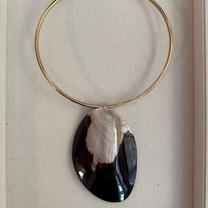 Brown Mother of Pearl Large Shell Collar Necklace: Fall Statement Choker Necklace Luxury Shell Necklace Mermaid Aesthetic Natural Beach image 3