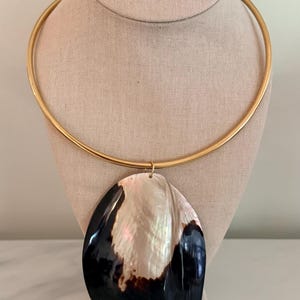 Brown Mother of Pearl Large Shell Collar Necklace: Fall Statement Choker Necklace Luxury Shell Necklace Mermaid Aesthetic Natural Beach image 4