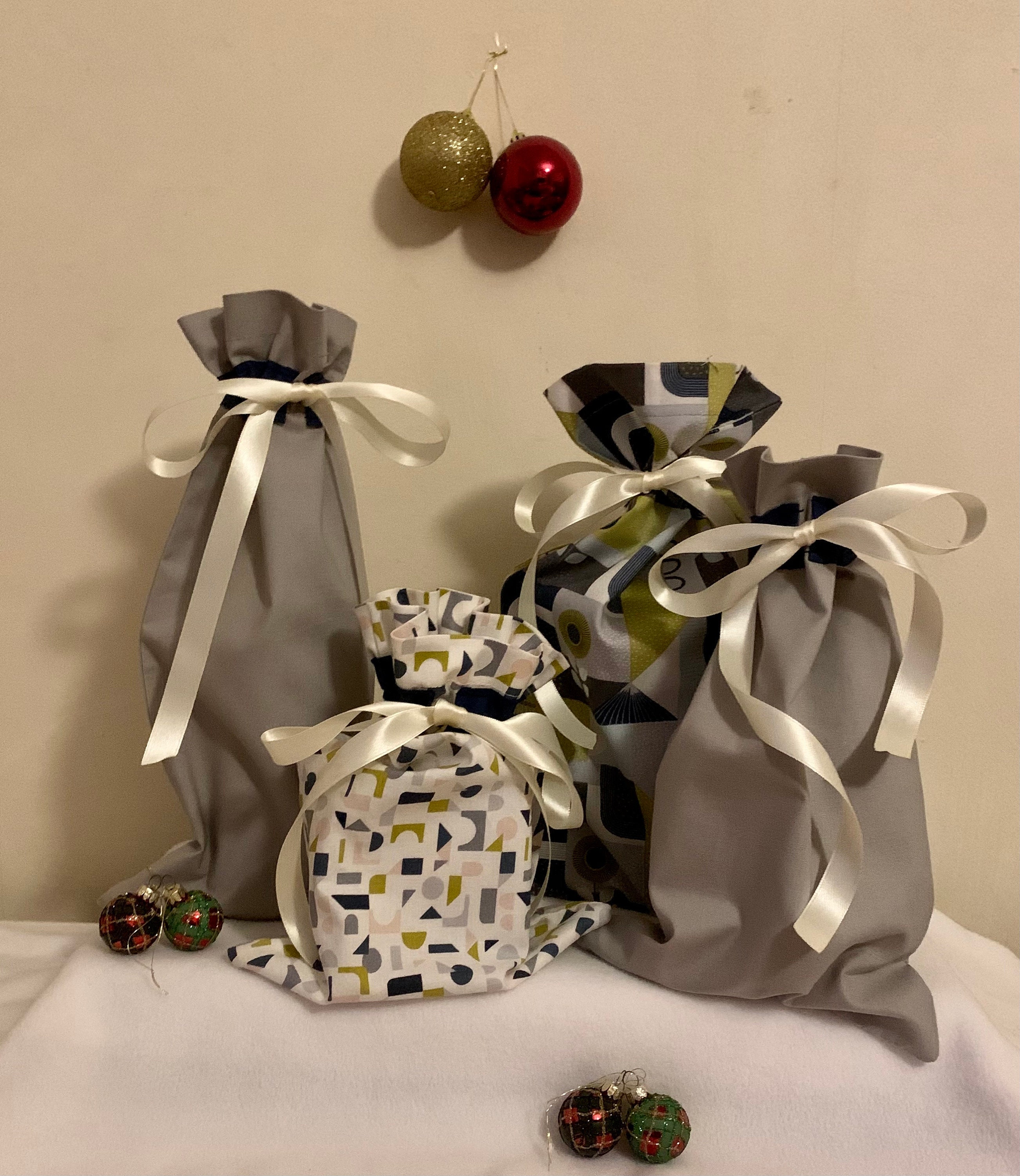 Fabric Gift Bags with Ribbon Tie Reusable Gift Wrapping Etsy