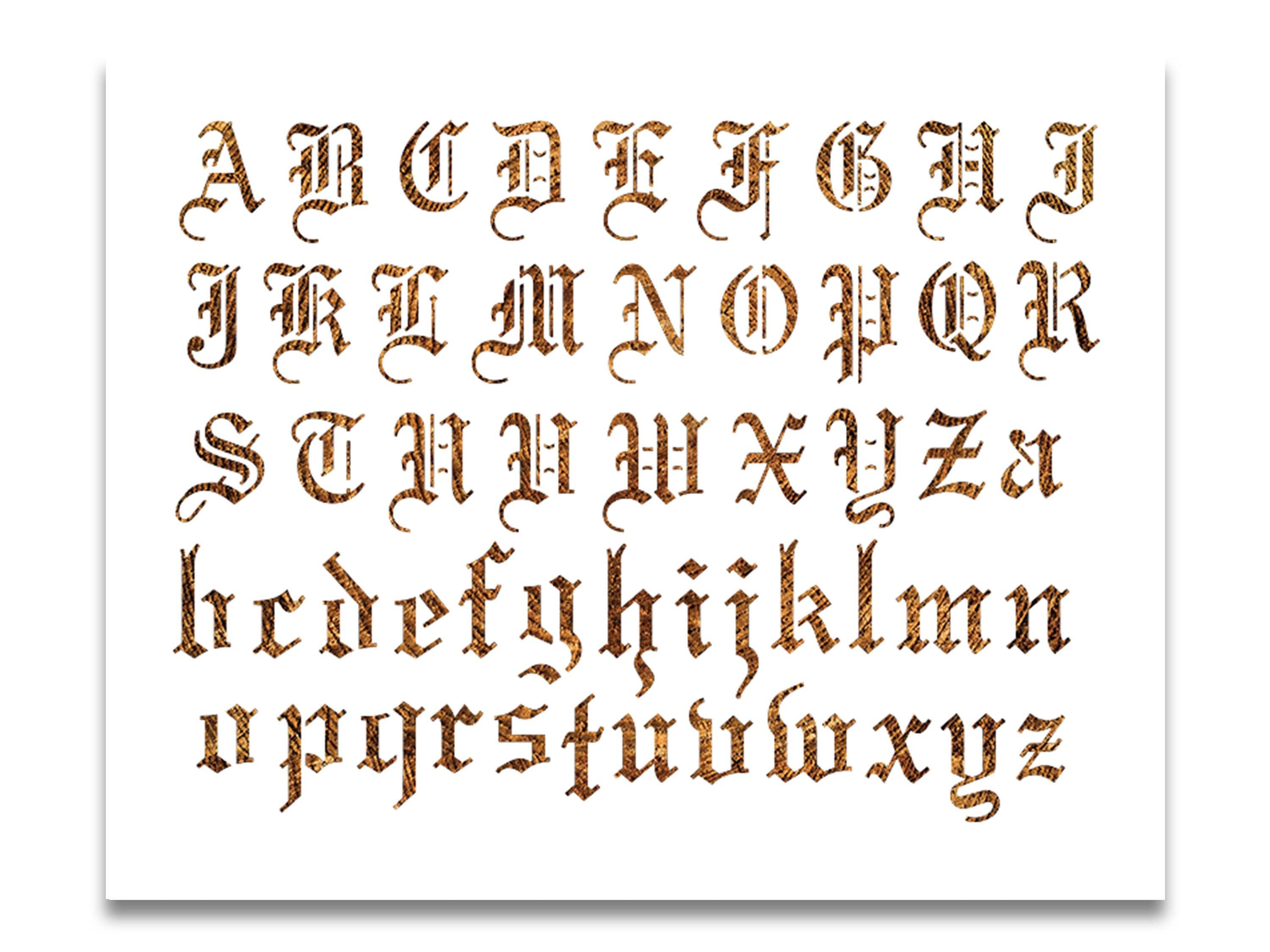 Old English Font Stencil Size Options Reusable Alphabet Etsy