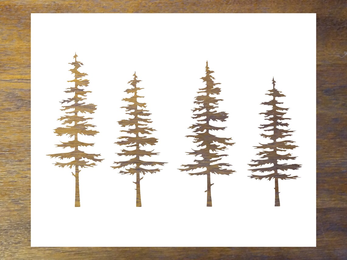 Pine Tree Stencil Reusable Color Draw & Paint Stencil Etsy