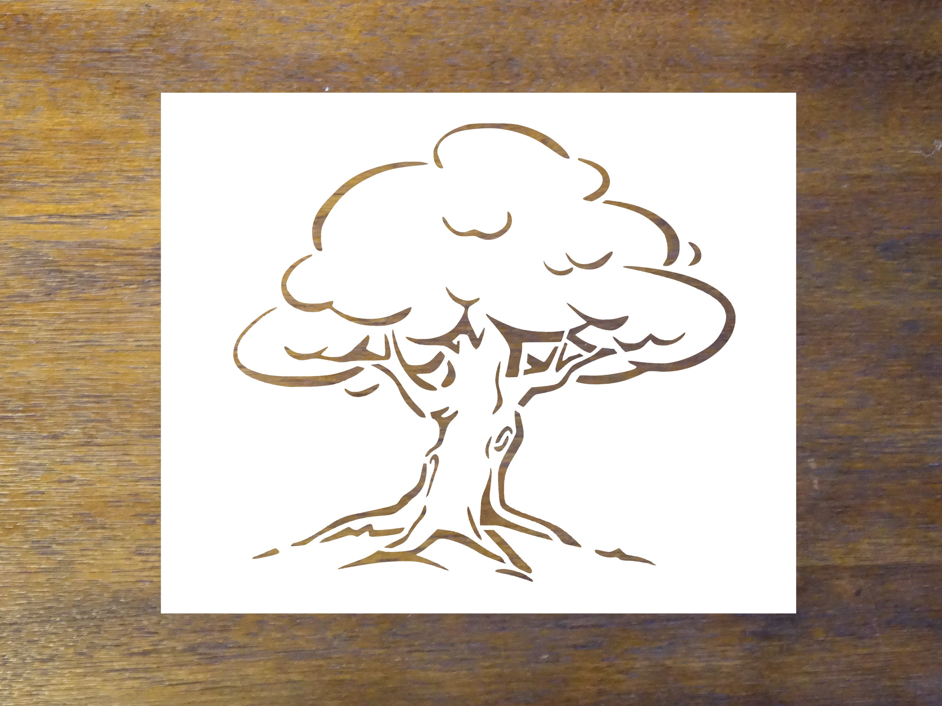 Oak Tree Stencil Size Options Reusable Color Draw &amp; | Etsy