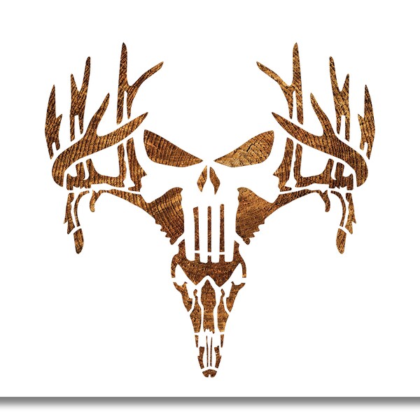 Deer Punisher Skull Stencil - Reusable Color, Draw, & Paint Stencil