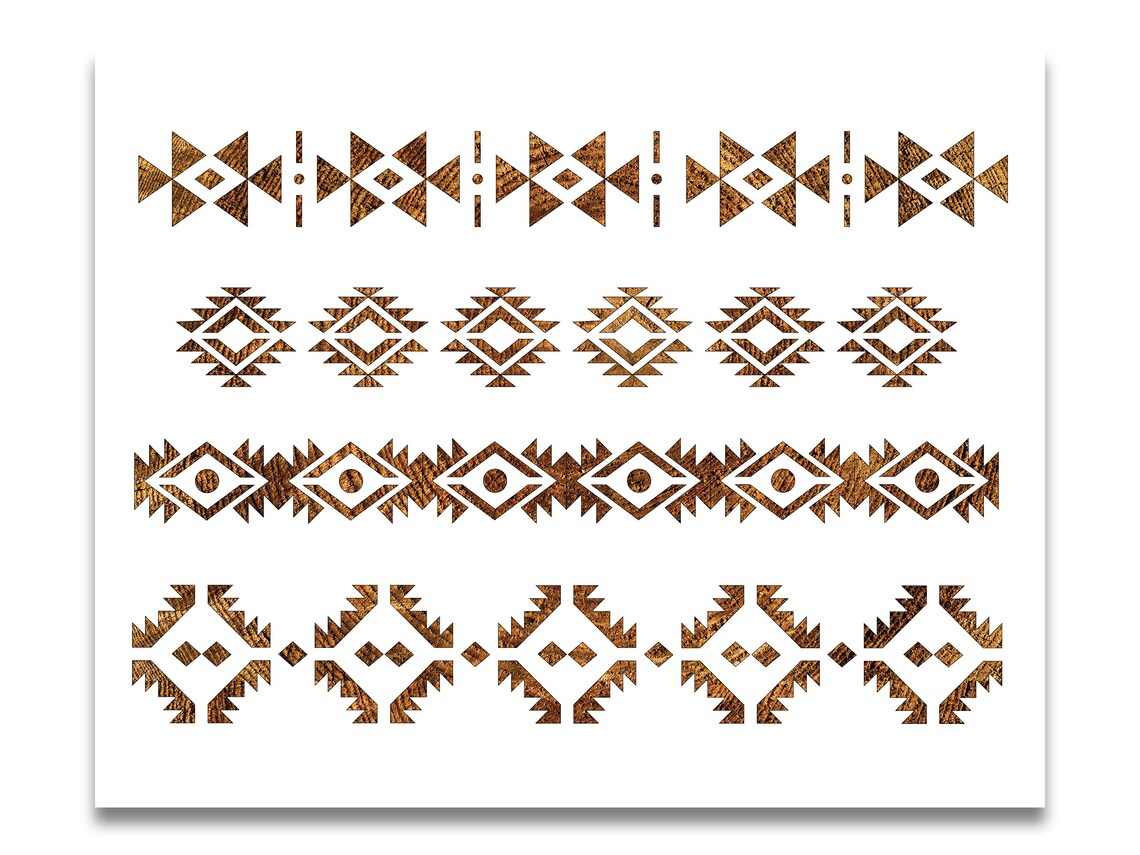 Aztec Pattern Stencil Reusable Color Draw & Paint Cool Etsy