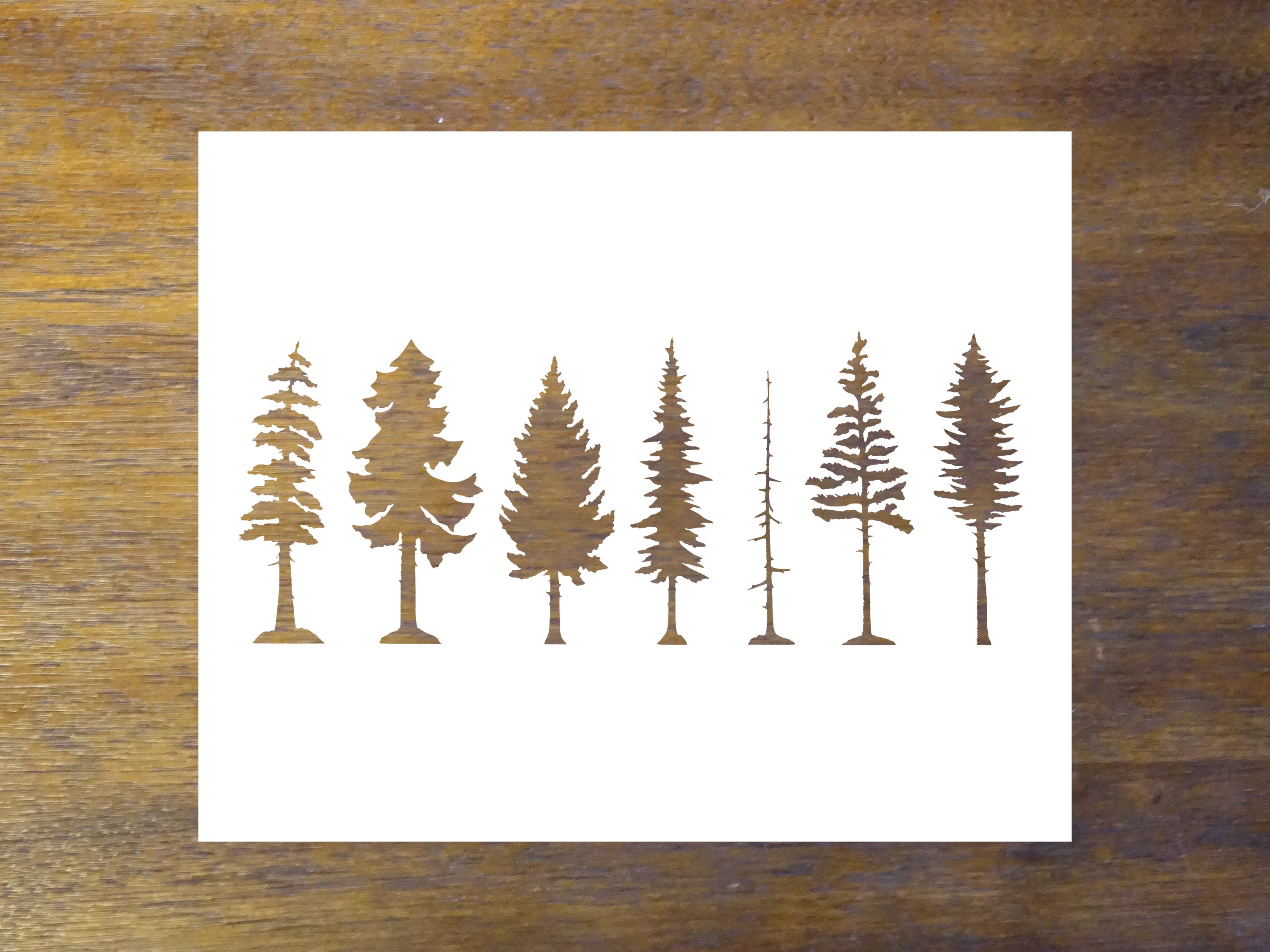 Pine Trees Stencil Reusable Color Draw & Paint Stencil Etsy