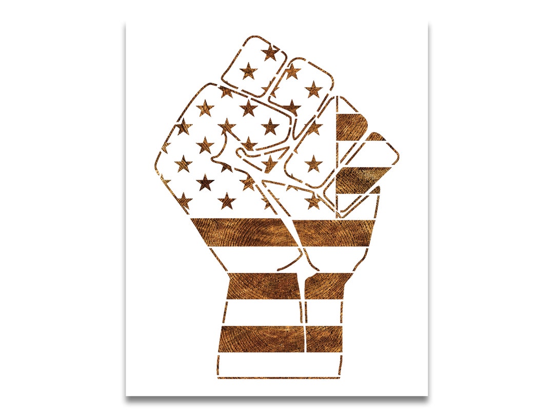 American Flag Raised Fist Stencil Reusable Color, Draw, &amp; Paint Stencil ...
