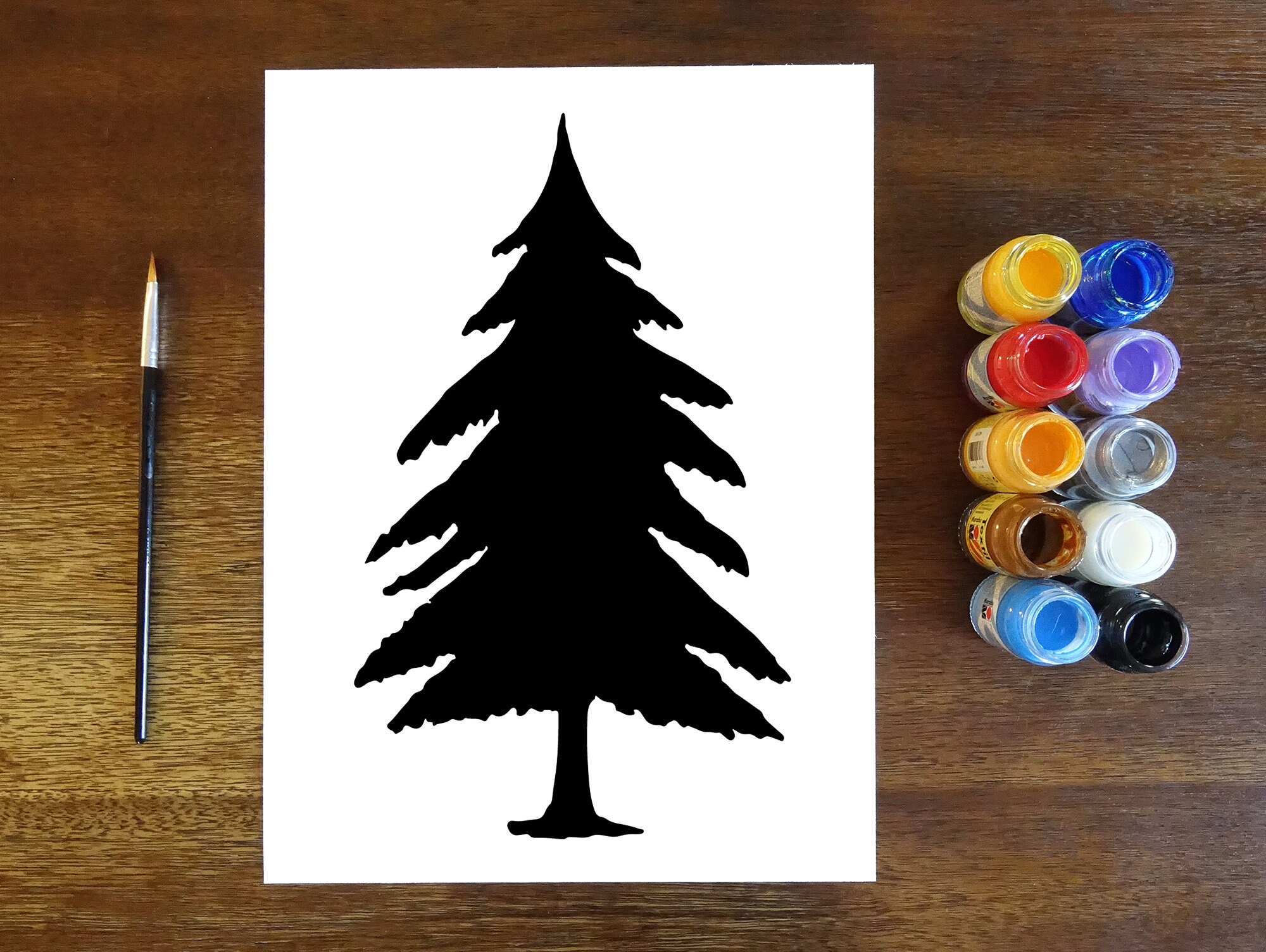 Pine Tree Stencil Spruce Pine Tree Reusable Color Draw &amp; - Etsy